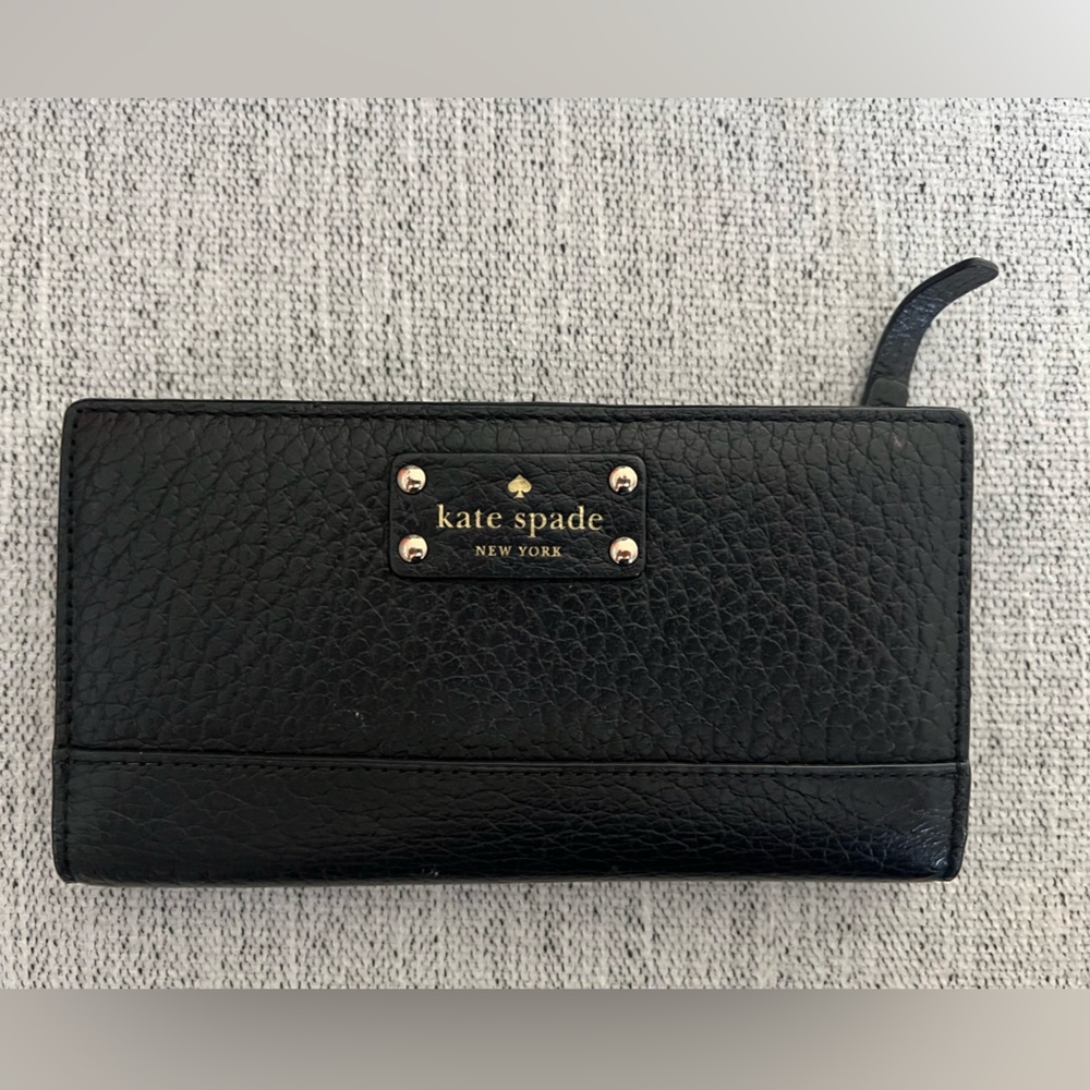 GUC Kate Spade Black Pebble Leather Card Holder Wallet